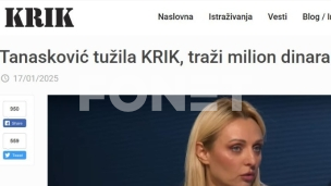 Jelena Tanasković tužila "Krik"